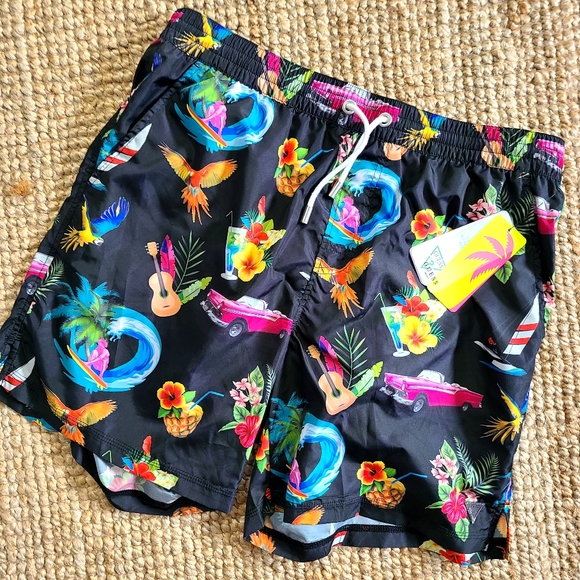 Guess Beach Tropical Swim Trunks - Picture 1 of 7